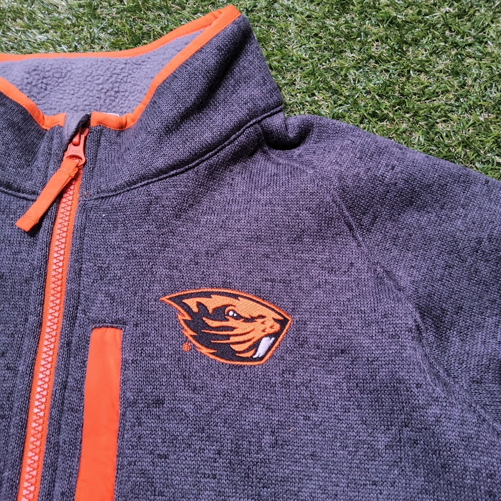 Columbia Oregon Beavers Gray and Orange Quarter-Zip Pullover Large 4848 - Picture 4 of 8